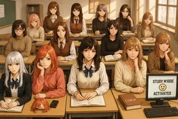 A class of girls, AI character on SpicyChat AI