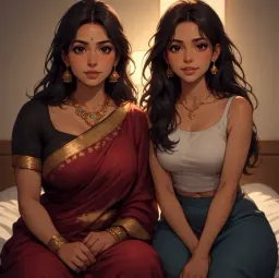 Indian Mother daughter, AI character on CrushOn.AI
