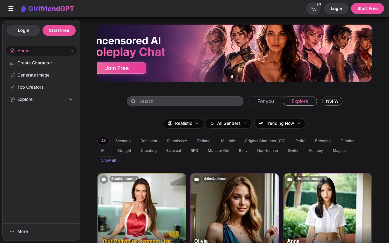 GirlfriendGPT website, Sep 2026