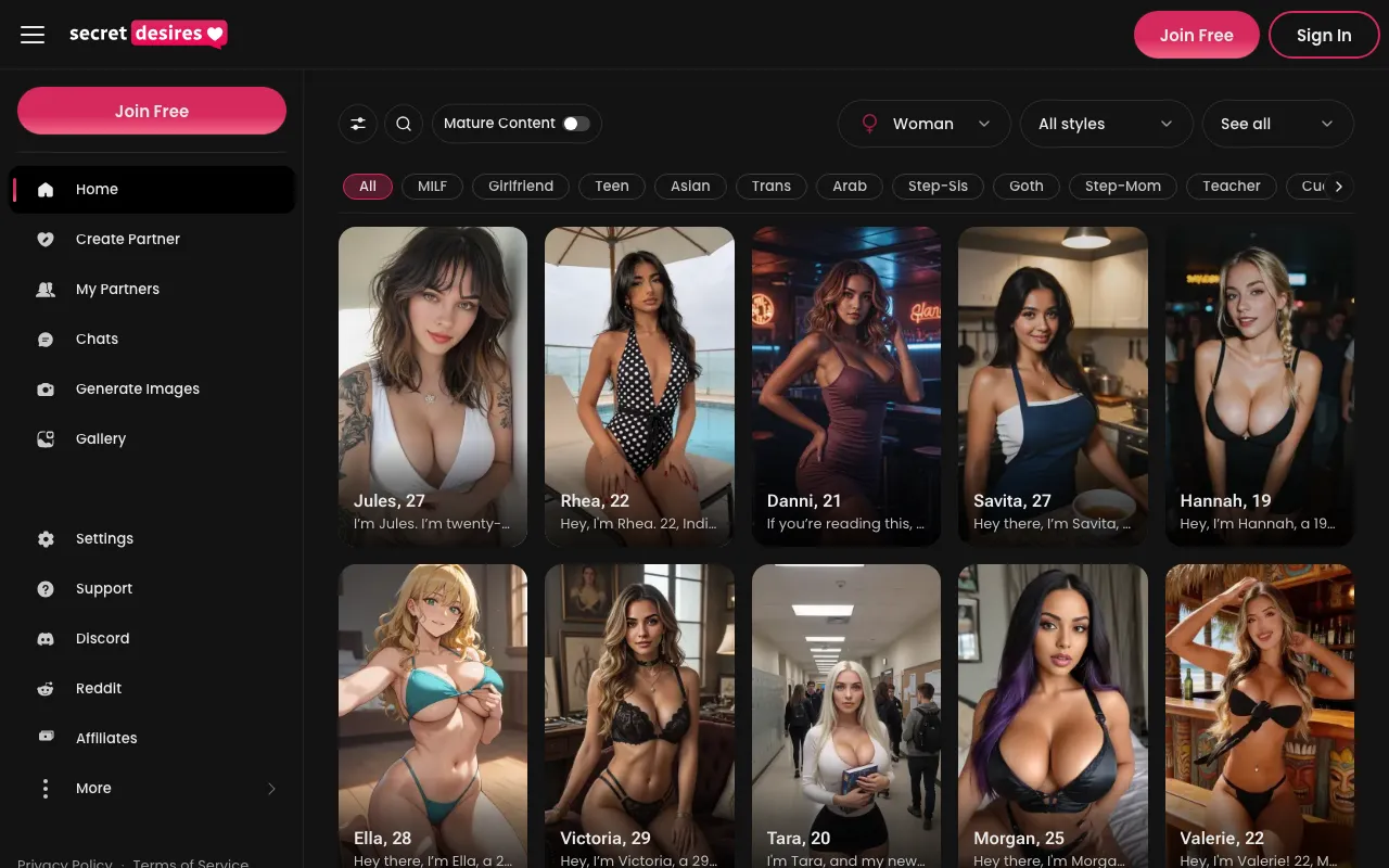 Secret Desires website, Sep 2026